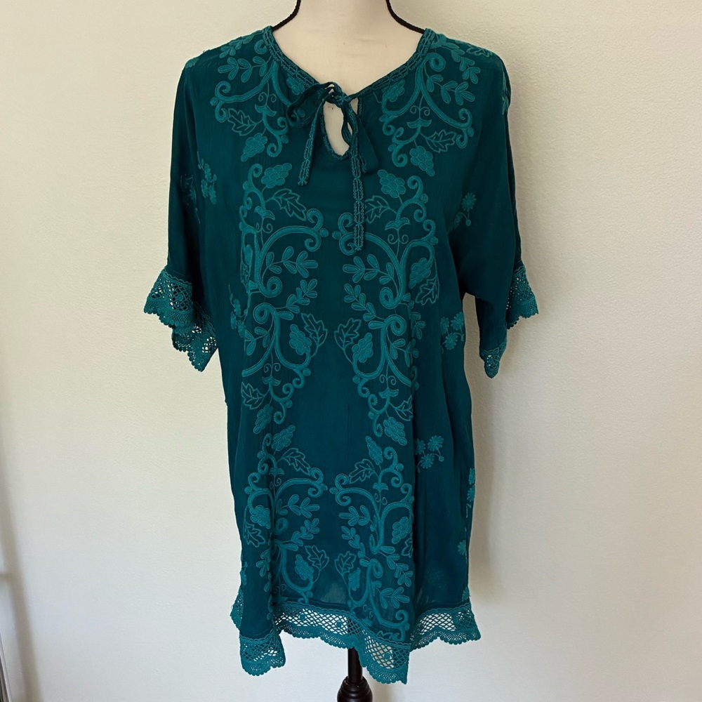 Johnny Was Montak Embroidered Tunic Top